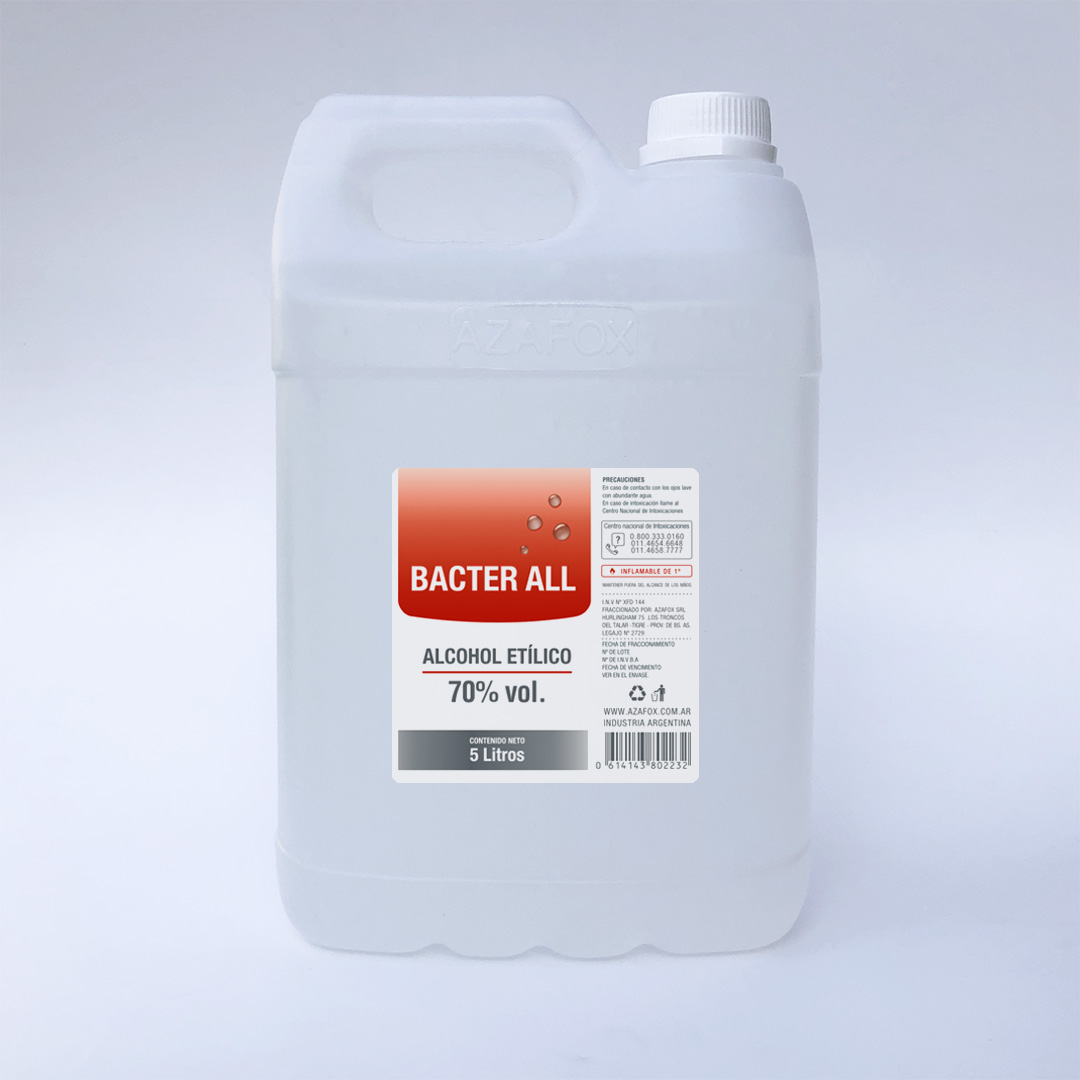 Alcohol Etílico 70 % x 5000 ml.